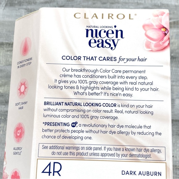 NWT Clairol Nice ‘n Easy 4R Dark Auburn Permanent Hair Color Gray Coverage Box - Picture 7 of 10
